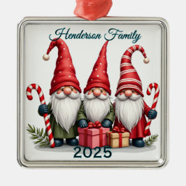Benutzerdefinierte Gnom-Familie zu dritt Ornament Aus Metall