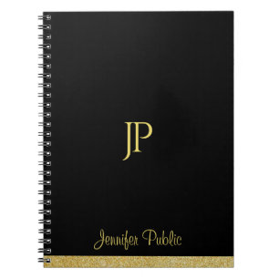 Benutzerdefinierte Gold Look Text Modern Monogram Notizblock