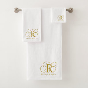 Benutzerdefinierte Gold-Monogramm-Initialen Paarna Badhandtuch Set