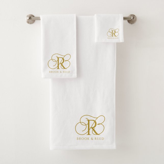 Benutzerdefinierte Gold-Monogramm-Initialen Paarna Badhandtuch Set (Insitu)