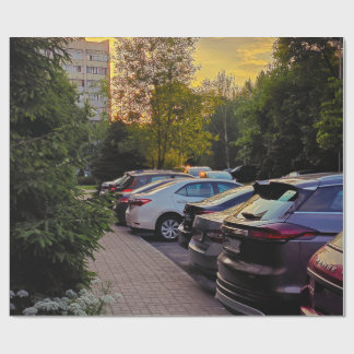 Benutzerdefinierte Golden Hour Urban Trees – Gesch Geschenkpapier