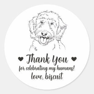 Benutzerdefinierte Goldendoodle-Hunde-Hochzeitsgun Runder Aufkleber