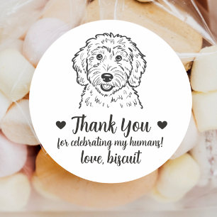 Benutzerdefinierte Goldendoodle-Hunde-Hochzeitsgun Runder Aufkleber