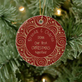 Benutzerdefinierte goldene Weihnachtsspiralen auf  Keramik Ornament