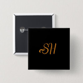 benutzerdefinierte Goldskriptinitialen schwarz Button