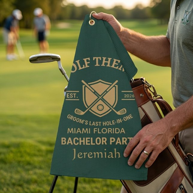Benutzerdefinierte Golf-Junggesellenabschied-Perso Golfhandtuch (Custom golf theme bachelor party getaway gift favor )