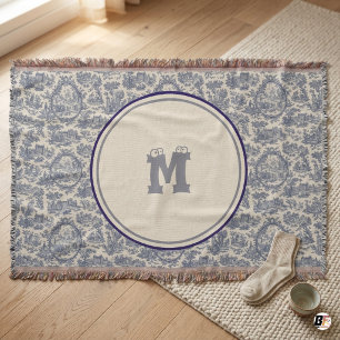 Benutzerdefinierte Google-Augen-Monogramm Vintage- Decke