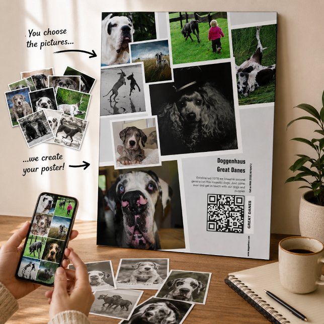 Benutzerdefinierte Great Dane Fotocollage Poster (Made easy to help you: just select your images and upload them)