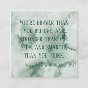 Benutzerdefinierte Green Wassercolor-Affirmationsk Quadratische Visitenkarte