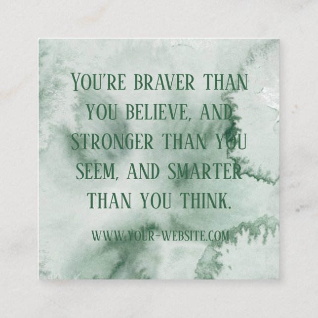 Benutzerdefinierte Green Wassercolor-Affirmationsk Quadratische Visitenkarte (Rückseite)