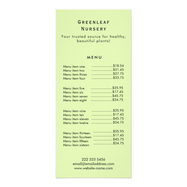 Benutzerdefinierte Greenleaf Nursery Branding  Werbekarte (Vorne)