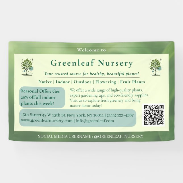 Benutzerdefinierte Greenleaf Nursery-Markenbildung Banner (Horizontal)