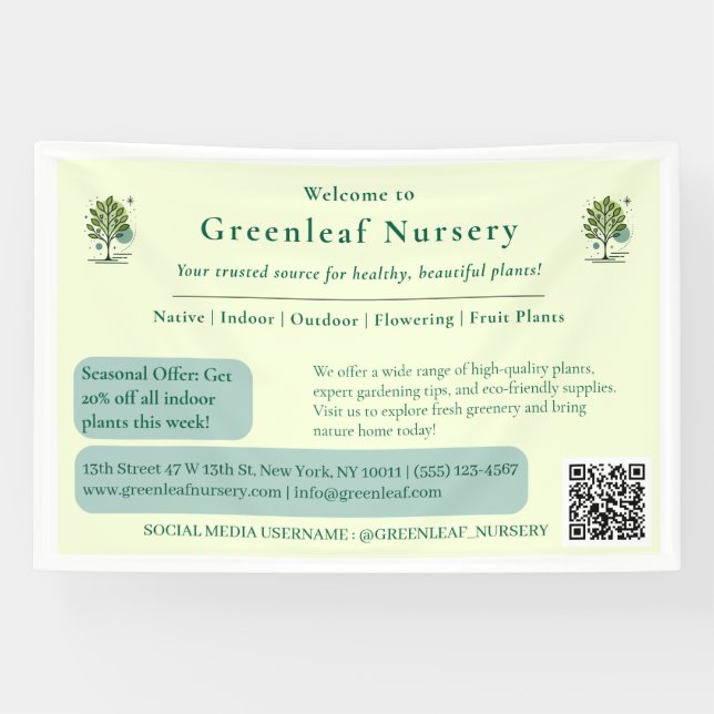 Benutzerdefinierte Greenleaf Nursery-Markenbildung Banner (Horizontal)