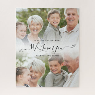 Benutzerdefinierte Großeltern Oma Opa Familienfoto Puzzle