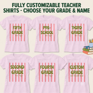Benutzerdefinierte Grundschule Streifen Lehrer Nam T-Shirt