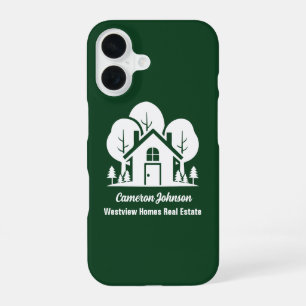 Benutzerdefinierte Grüne Waldhaus Immobilienfirma iPhone 16 Hülle
