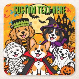 Benutzerdefinierte Halloween-Frankenstein-Hexe-Vam Rechteckiger Pappuntersetzer