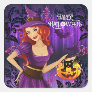 Benutzerdefinierte Halloween süße gruselige skurri Quadratischer Aufkleber