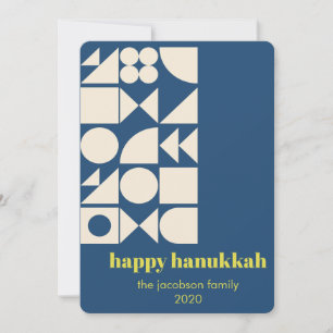 Benutzerdefinierte Hanukkah Blaue Geometrische Mod Feiertagskarte
