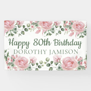 Benutzerdefinierte Happy 80. Geburtstag Blumen Banner