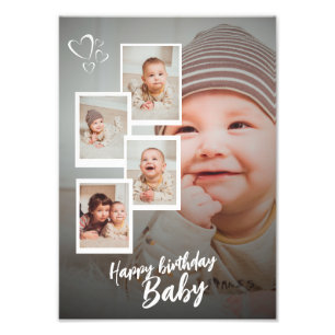 Benutzerdefinierte Happy Birthday Baby Foto-Collag Fotodruck