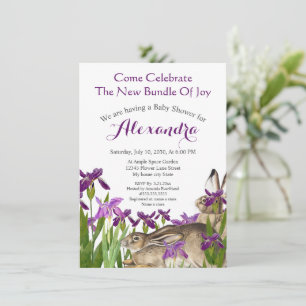 Benutzerdefinierte Hase Kaninchen Lila Iris Blumen