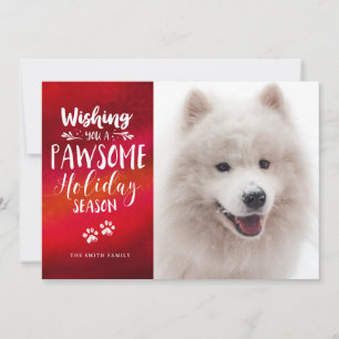 Benutzerdefinierte Haustier-2-Foto Pawsome-Typog Feiertagskarte