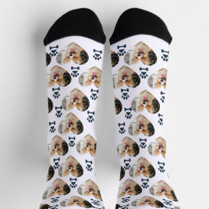 Benutzerdefinierte Haustier-Foto- und Pfotenabdruc Socken