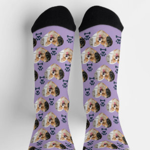 Benutzerdefinierte Haustier-Foto- und Pfotenabdruc Socken
