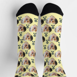Benutzerdefinierte Haustier-Foto- und Pfotenabdruc Socken