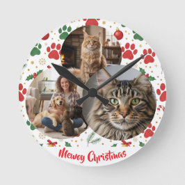 Benutzerdefinierte Haustierliebhaber-Weihnachtswan Runde Wanduhr