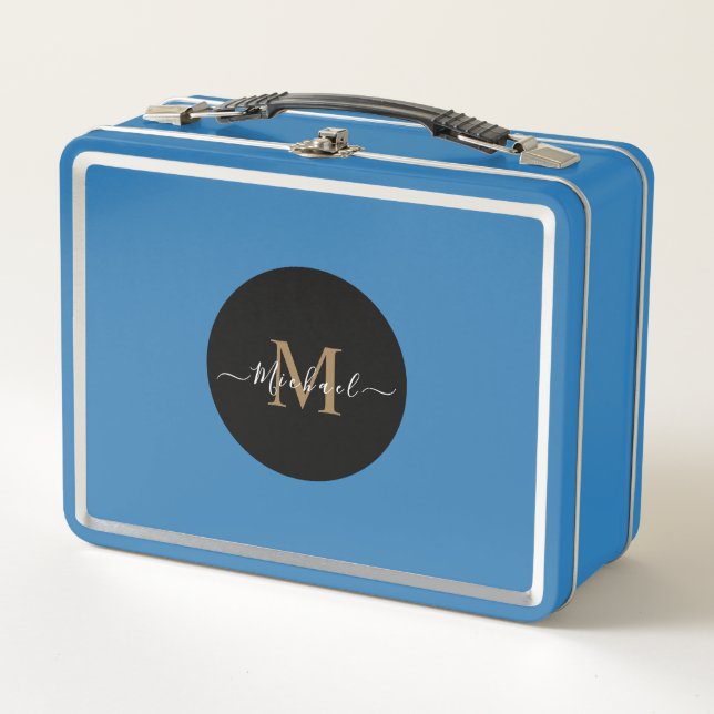 Benutzerdefinierte hellblaue Lunchbox – Name & QR- (Vorderseite)