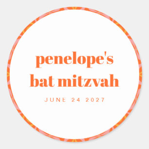 Benutzerdefinierte Helle Orange Retro-Typografie B Runder Aufkleber