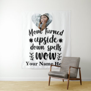 Benutzerdefinierte Herz-Foto-Mama umgedreht Zauber Wandteppich