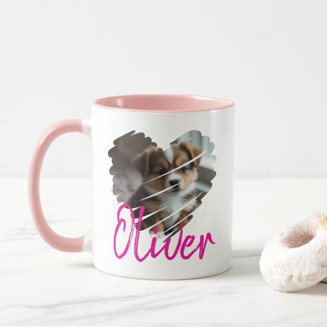 Benutzerdefinierte Herz-Shaped Tasse mit Namen (Mit Donut)