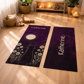 Benutzerdefinierte Himmels-Katze Blumen Violett Yogamatte
