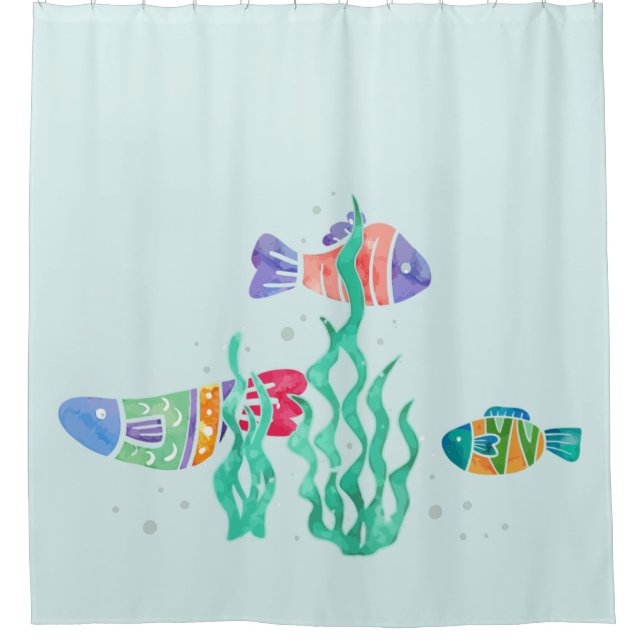 Benutzerdefinierte Hintergrundfarbe Aquarellfarben Duschvorhang (Vorderseite)