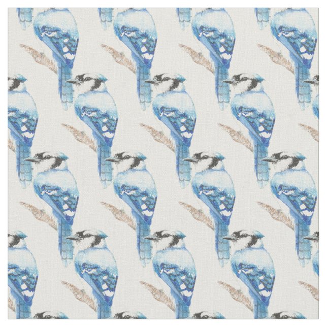 Benutzerdefinierte Hintergrundfarbe Blau Jay Bird  Stoff (Nahaufnahme)