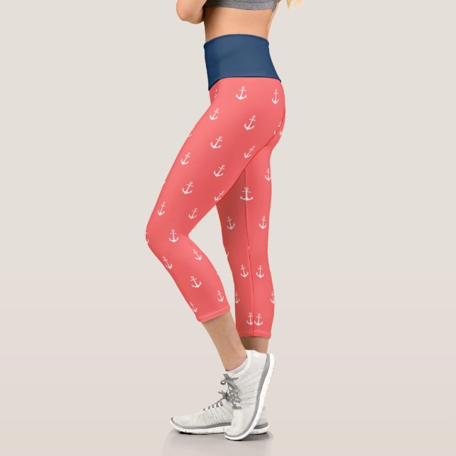 Benutzerdefinierte Hintergrundfarben Nautischer We Capri Leggings (Links)