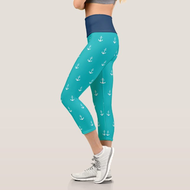 Benutzerdefinierte Hintergrundfarben Nautischer We Capri Leggings (Links)