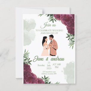 Benutzerdefinierte Hochzeit-Jubiläumseinladung Postkarte