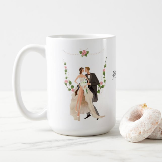 Benutzerdefinierte Hochzeit  Kaffeetasse (Mit Donut)