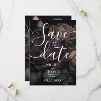 Benutzerdefinierte Hochzeit mit tiefvioletter stau Save The Date