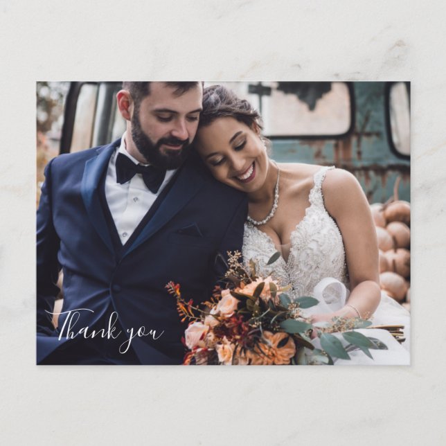 Benutzerdefinierte Hochzeitsfoto-Dankeskarten Postkarte (Vorderseite)