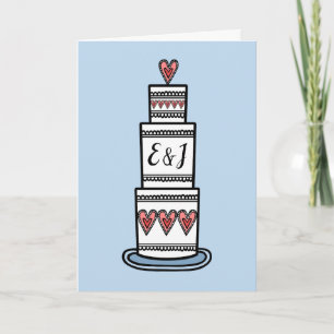 Benutzerdefinierte Hochzeitstorte-Illustration Hoc Karte