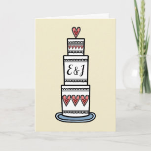 Benutzerdefinierte Hochzeitstorte-Illustration Hoc Karte