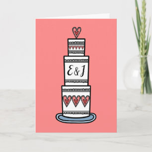 Benutzerdefinierte Hochzeitstorte Illustration Hoc Karte