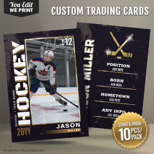 Benutzerdefinierte Hockey-Handels Karte Black Gold
