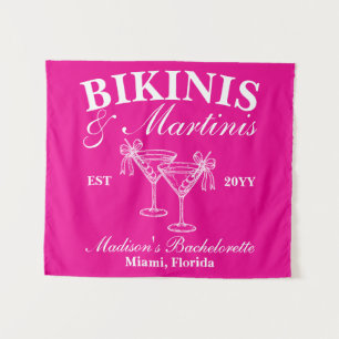 Benutzerdefinierte Hot Pink Bikinis und Martinis J Wandteppich
