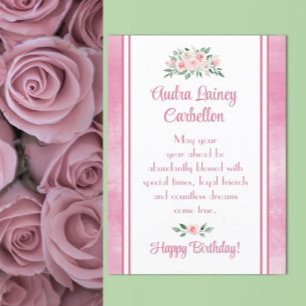 Benutzerdefinierte, hübsch rosa Geburtstagskarte Feiertagskarte